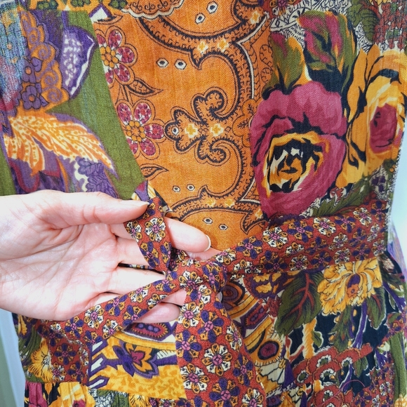 Vintage 80s Dawn Joy Cottagecore Midi Dress Womens XL 2XL Boho Floral Paisley - Picture 7 of 9